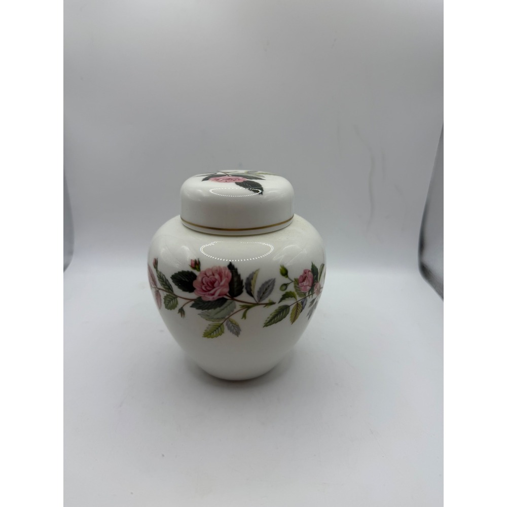 Wedgwood Kutani Crane Ginger Jar Pink Rose Bone China England Floral Vase 4in